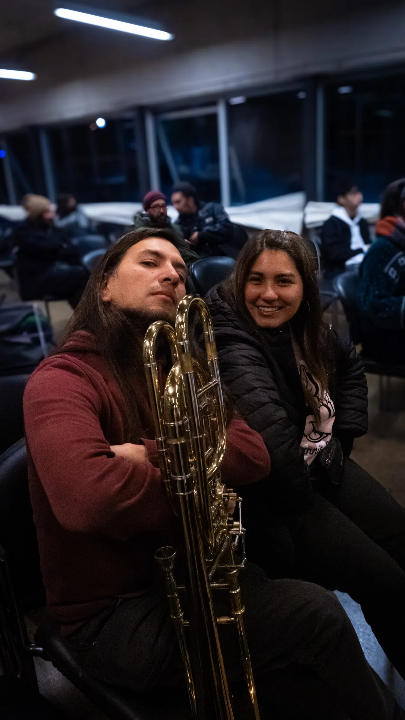 Posando con el trombón